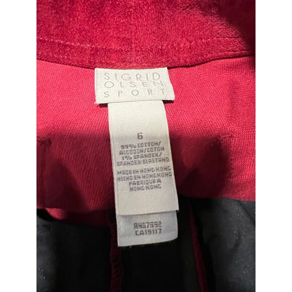 Sigrid Olsen Merlot Red Cotton Velour Jeans w Stretch Straight Fit Size 6 JL - Picture 7 of 8